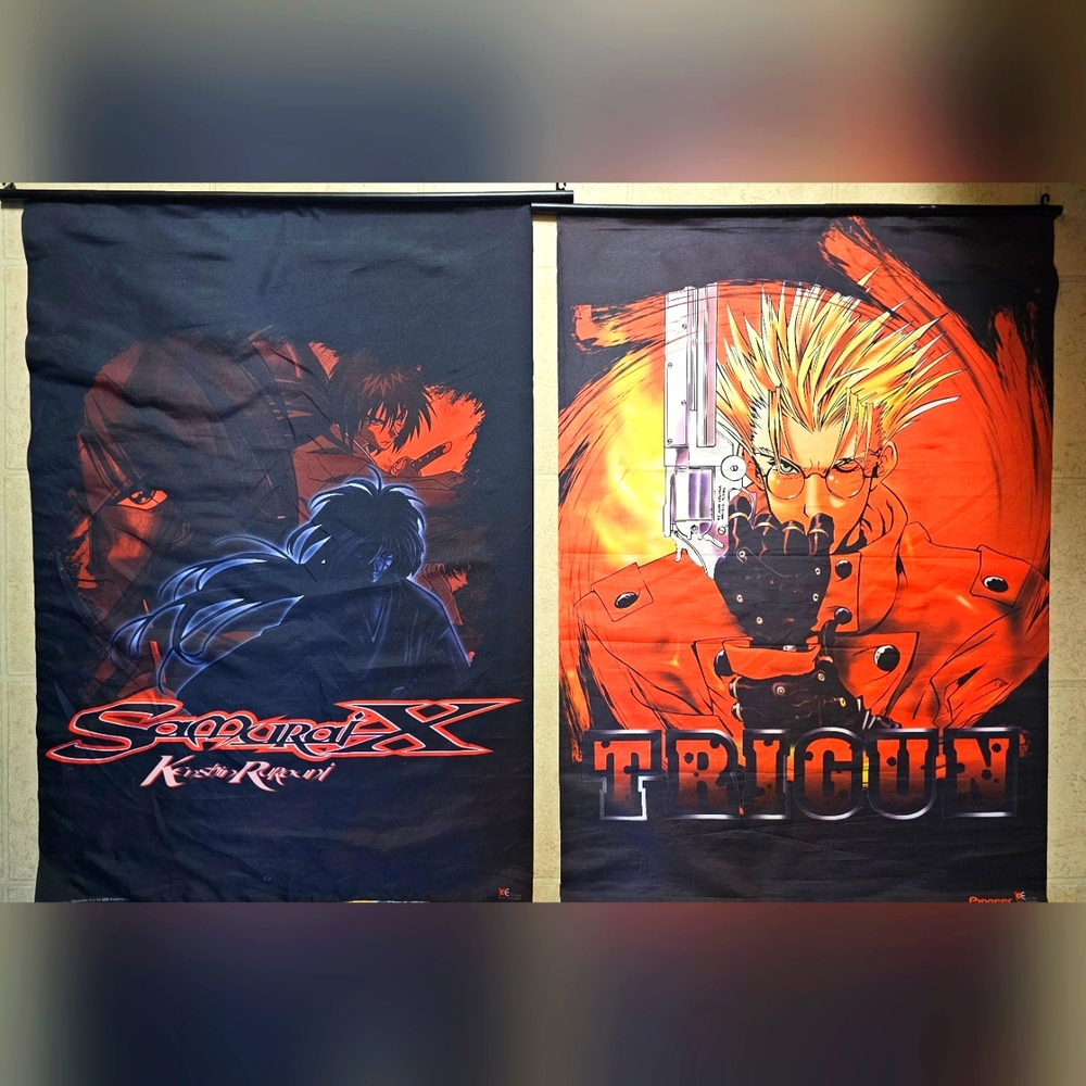 Vintage Trigun & Samurai X Anime Official Wall Scrolls RARE 1990's